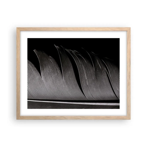 Plakat i ramme af lyst egetræ - Fjer - en vidunderlig konstruktion - 50x40 cm