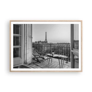 Plakat i ramme af lyst egetræ - Eftermiddag i Paris - 100x70 cm