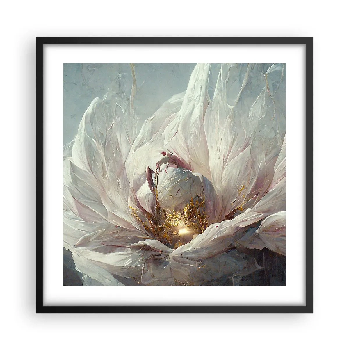 Plakat i sort ramme - Blomstrer en gang om hundrede år - 50x50 cm