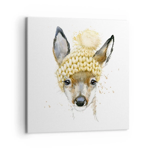 Lærredstryk - Billede på lærred - Til vinter i en sneklædt skov - 60x60 cm