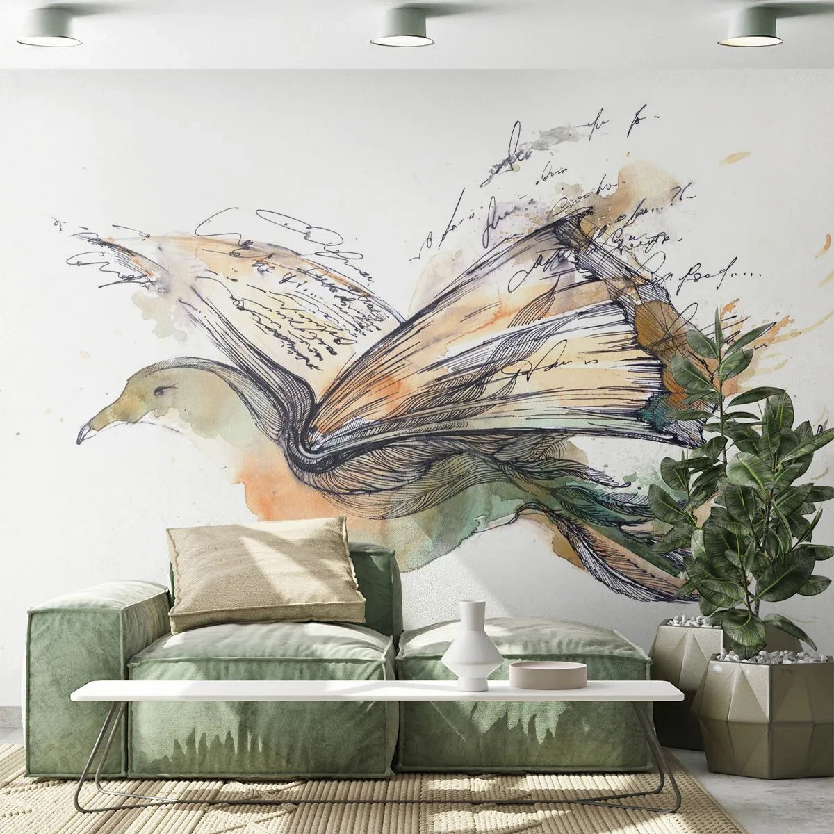 Fototapet Standard Eco - På poesiens vinger - Abstraktion, Fugl, Bestil - 200x140 cm