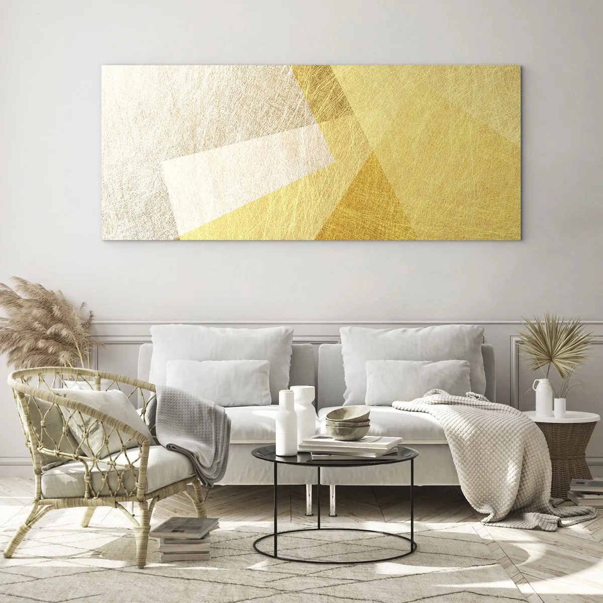 Billede på glas - Geometriens vejr - 100x40 cm