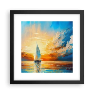 Plakat i sort ramme - Sejler i guld - 30x30 cm