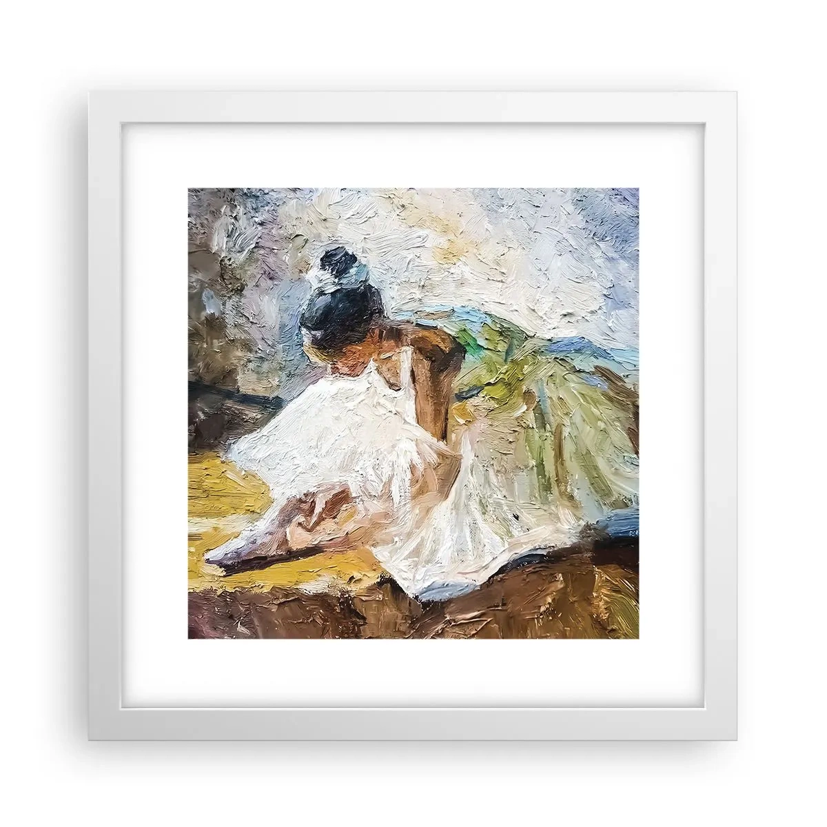 Plakat i hvid ramme - Fra et maleri af Degas - 30x30 cm