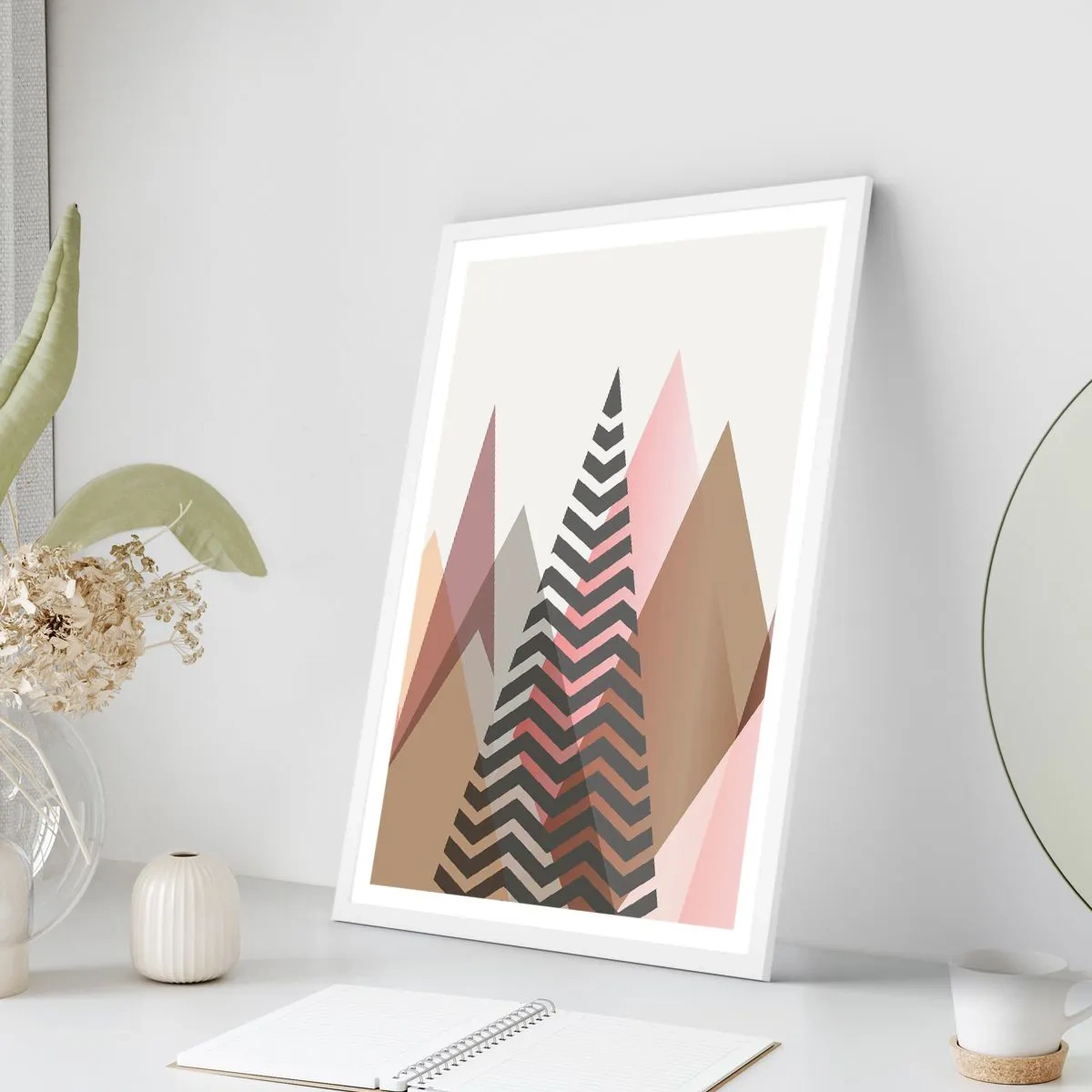 Plakat i hvid ramme - Pyramide udsigt - 61x91 cm