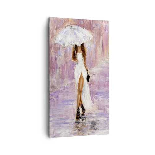 Lærredstryk - Billede på lærred - I den syrenrøde regn - 45x80 cm