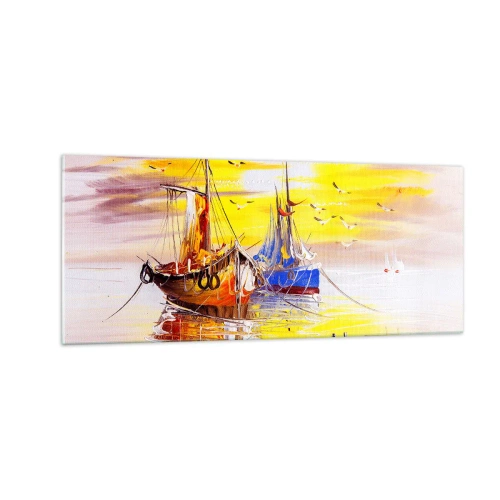 Billede på glas - Et velfortjent hvil i havnen - 100x40 cm