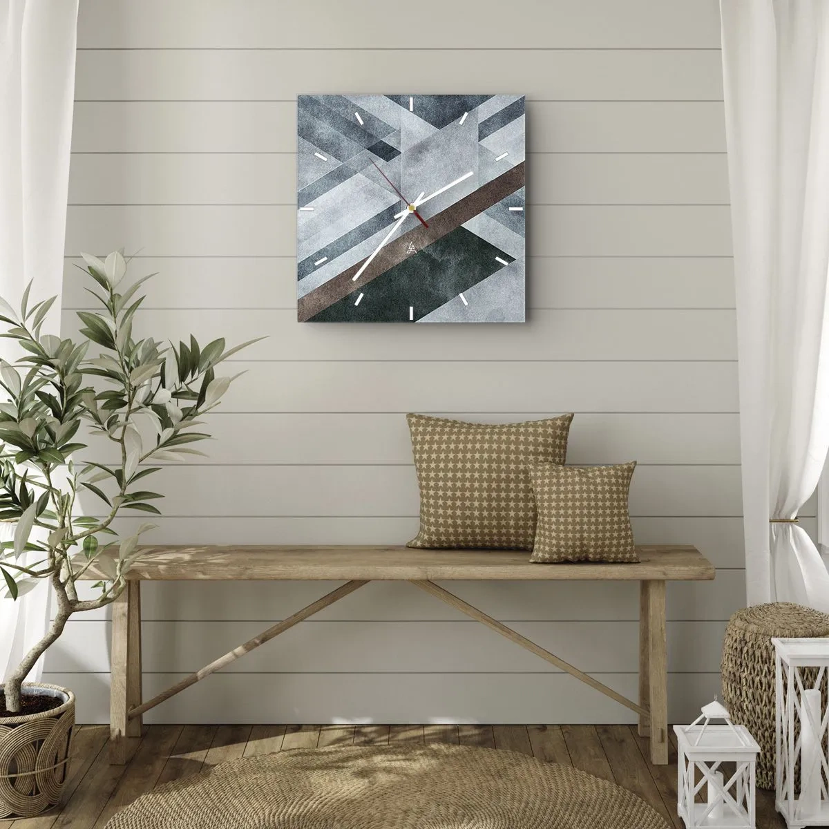 Vægur, Uret - Sofistikeret elegance i geometri - 40x40 cm