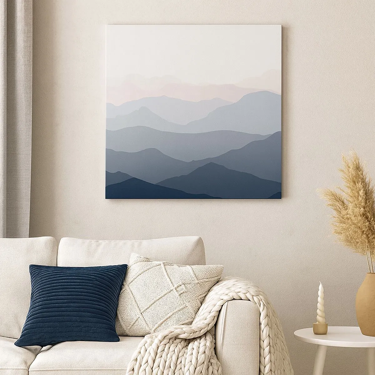 Lærredstryk - Billede på lærred - Bølger af bjerge - 30x30 cm