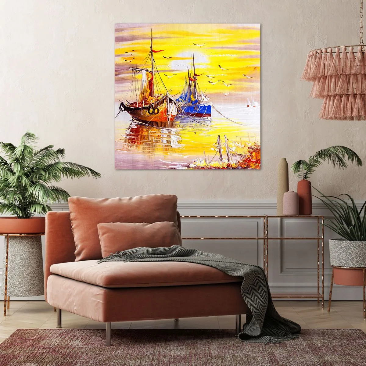 Lærredstryk - Billede på lærred - Et velfortjent hvil i havnen - 30x30 cm