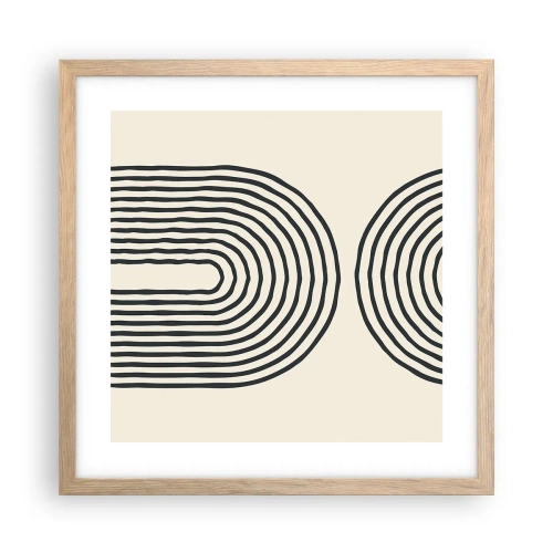 Plakat i ramme af lyst egetræ - Kommer snart... - 40x40 cm