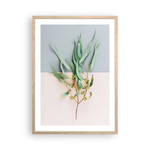 Plakat i ramme af lyst egetræ - Pastelfarvernes subtilitet - 50x70 cm