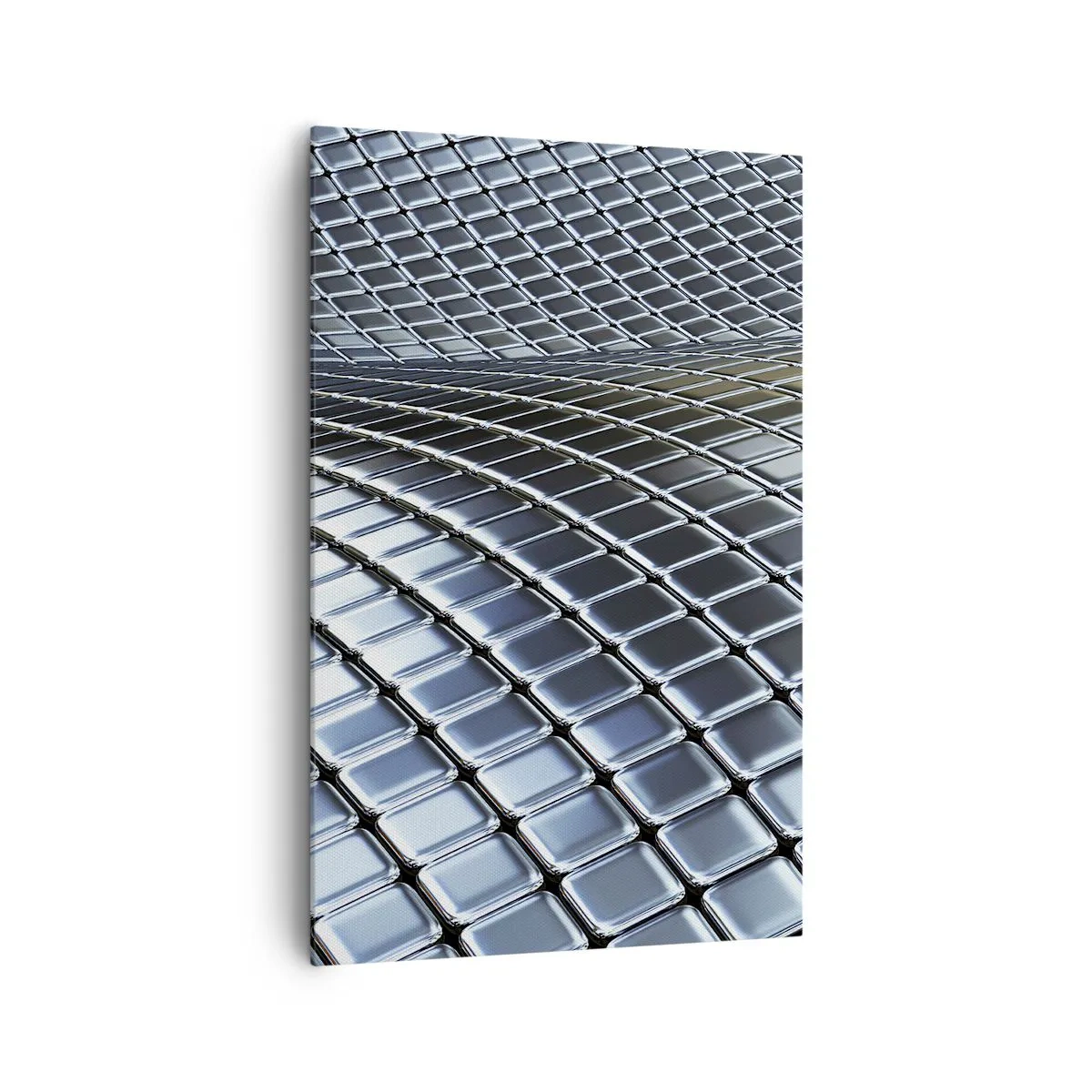 Lærredstryk - Billede på lærred - Bølge i metallisk sølv - 80x120 cm