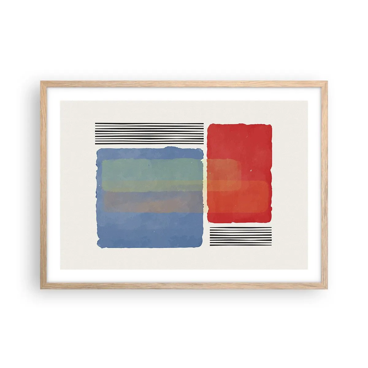 Plakat i ramme af lyst egetræ - Geometriens ånd og bogstav - 70x50 cm