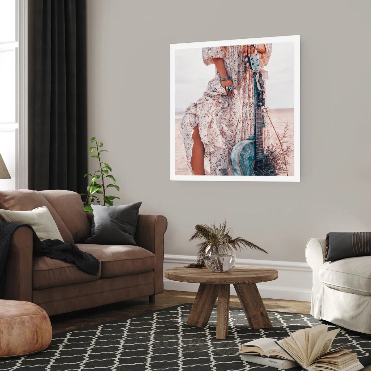 Plakat - Børn blomster på vej - 50x50 cm