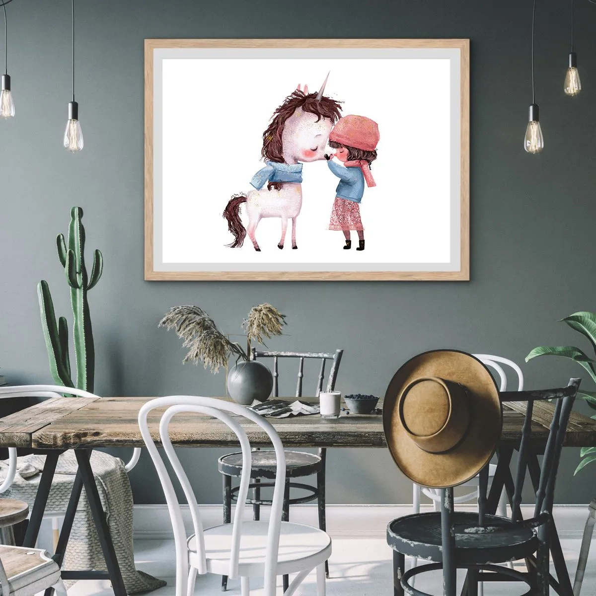 Plakat i ramme af lyst egetræ - En vinterhistorie - 100x70 cm