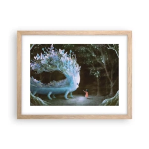 Plakat i ramme af lyst egetræ - Et fantastisk møde - 40x30 cm