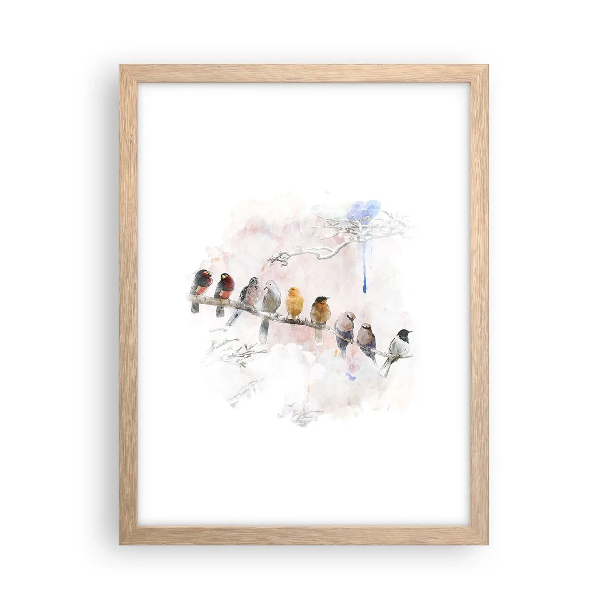 Plakat i ramme af lyst egetræ - Møde med vinger - 30x40 cm