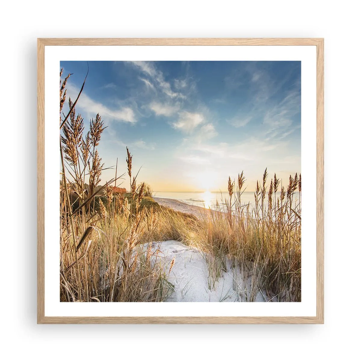 Plakat i ramme af lyst egetræ - Nordstrand - 60x60 cm