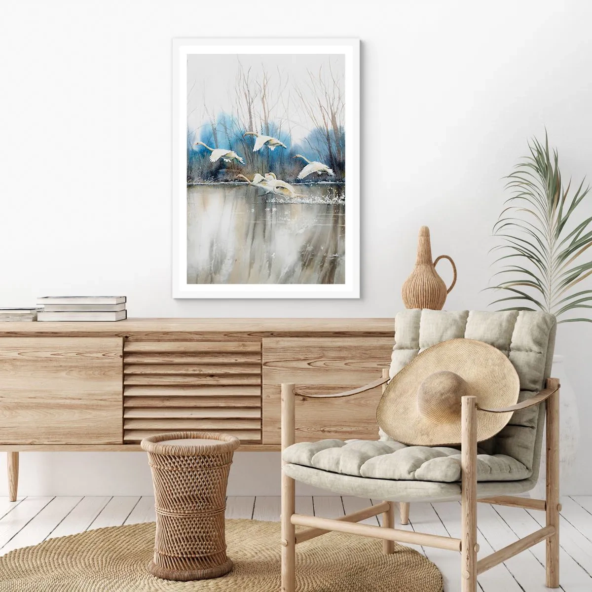 Plakat i hvid ramme - Som i en fortælling om vilde svaner - 70x100 cm