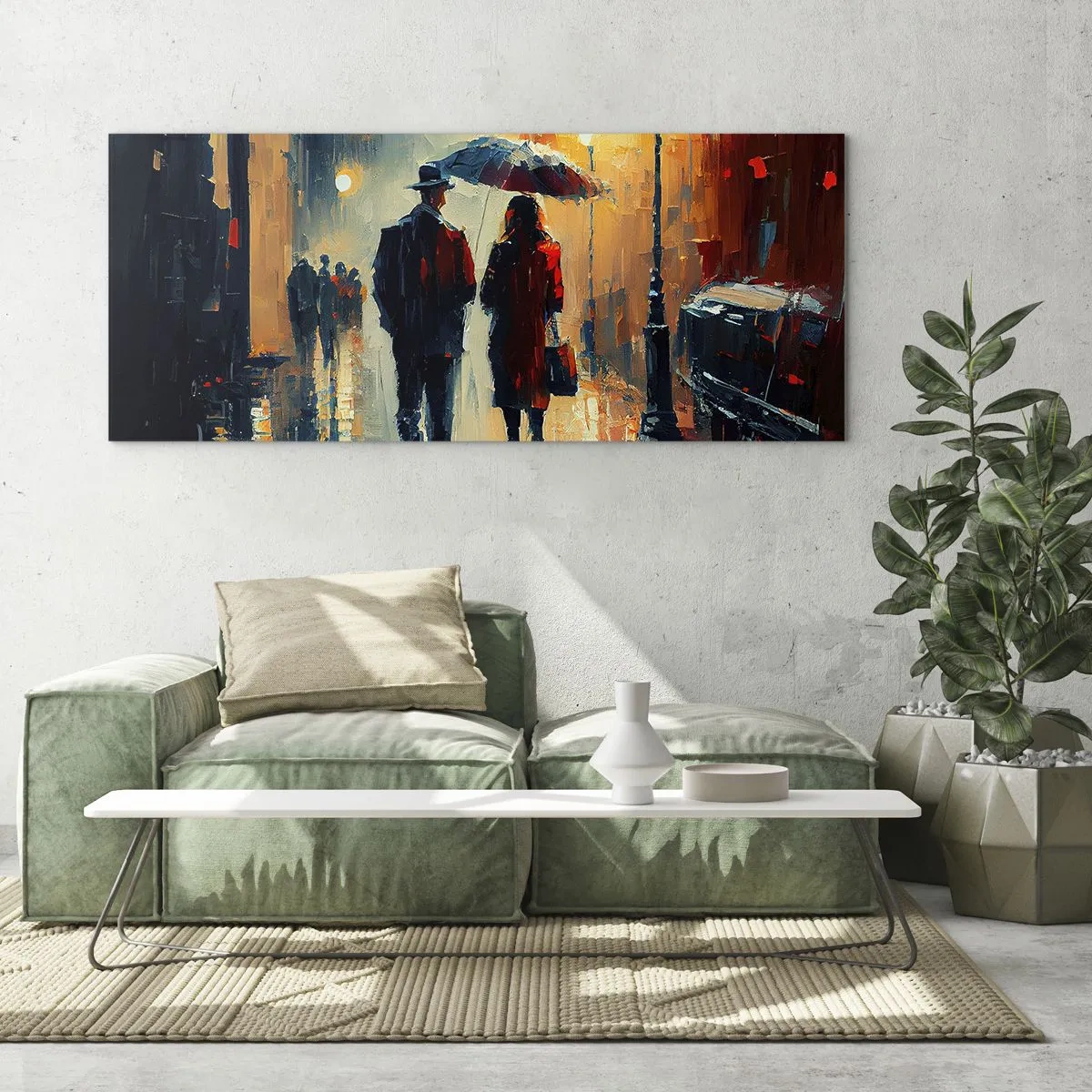 Billede på glas - Urban kærlighedshistorie - 100x40 cm