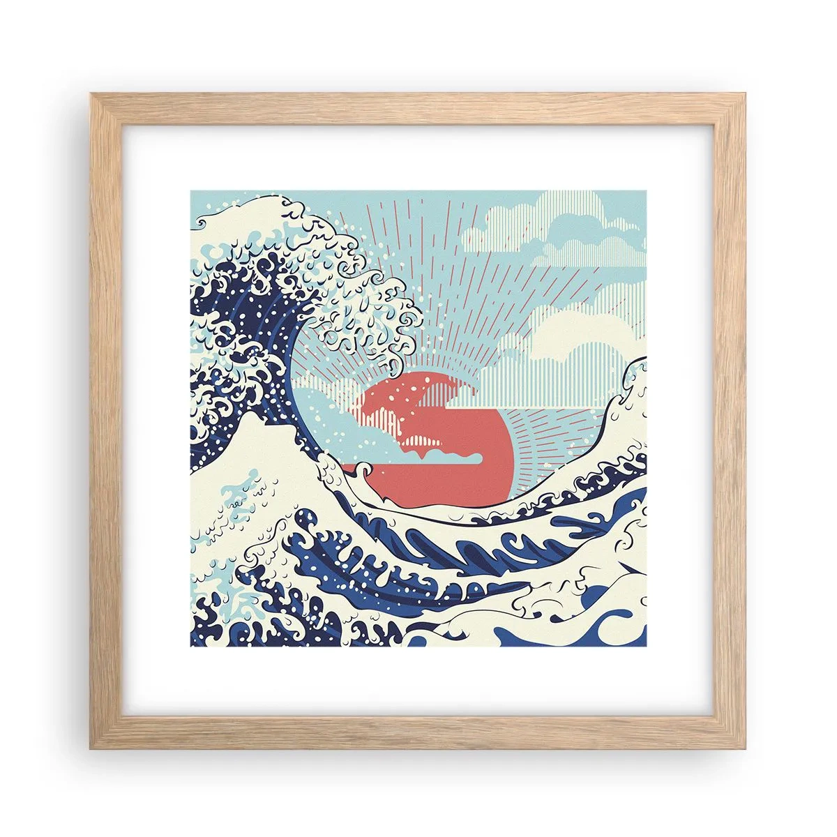 Plakat i ramme af lyst egetræ - Fra japanske inspirationer - 30x30 cm