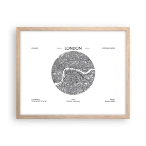 Plakat i ramme af lyst egetræ - Londons anatomi - 50x40 cm