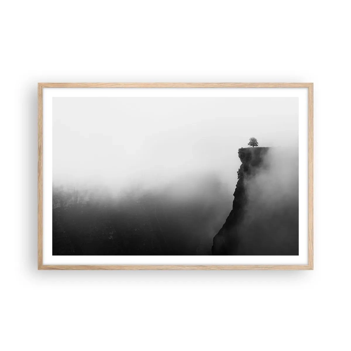 Plakat i ramme af lyst egetræ - På kanten af verden - 91x61 cm