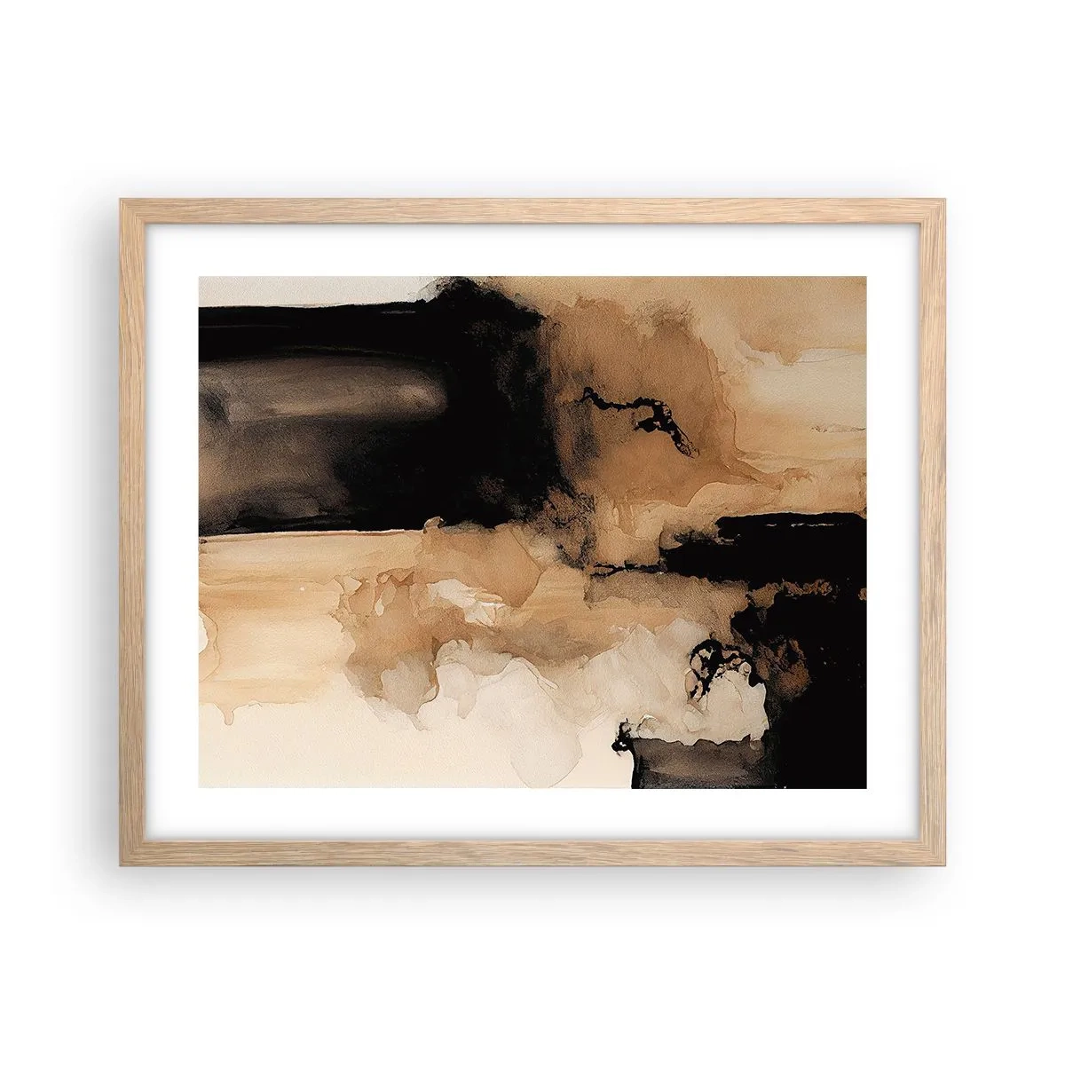 Plakat i ramme af lyst egetræ - En spændende abstraktion - 50x40 cm