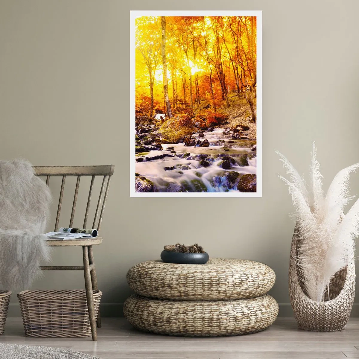 Plakat - Sten indfattet i guld og platin - 30x40 cm