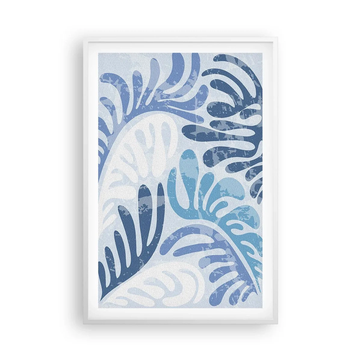 Plakat i hvid ramme - Blå bregner - 61x91 cm