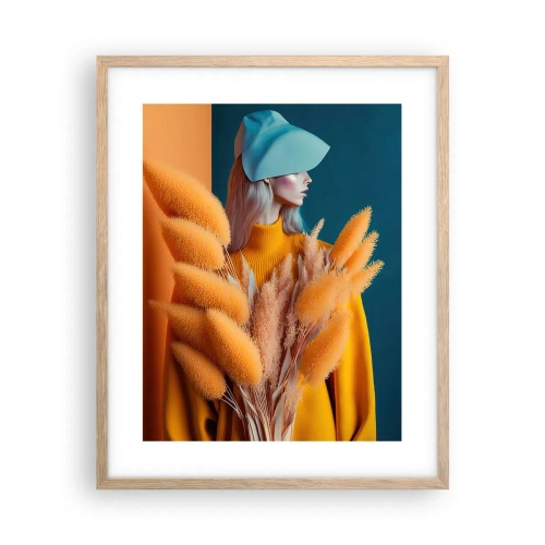 Plakat i ramme af lyst egetræ - Fluffy portræt - 40x50 cm