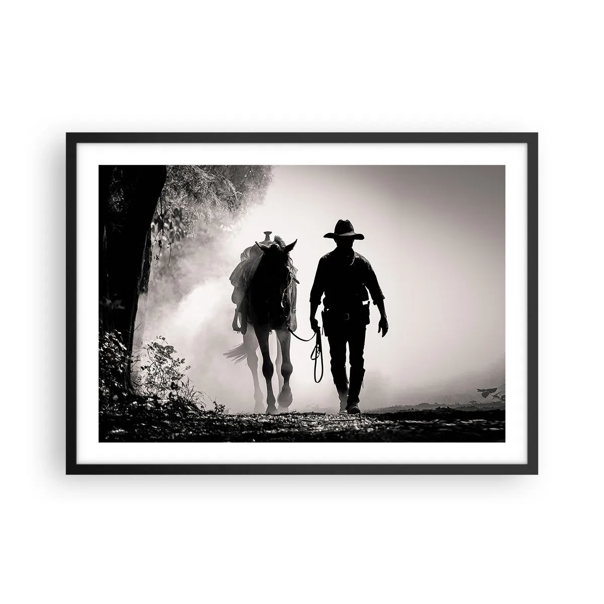 Plakat i sort ramme - En morgen i Texas - 70x50 cm