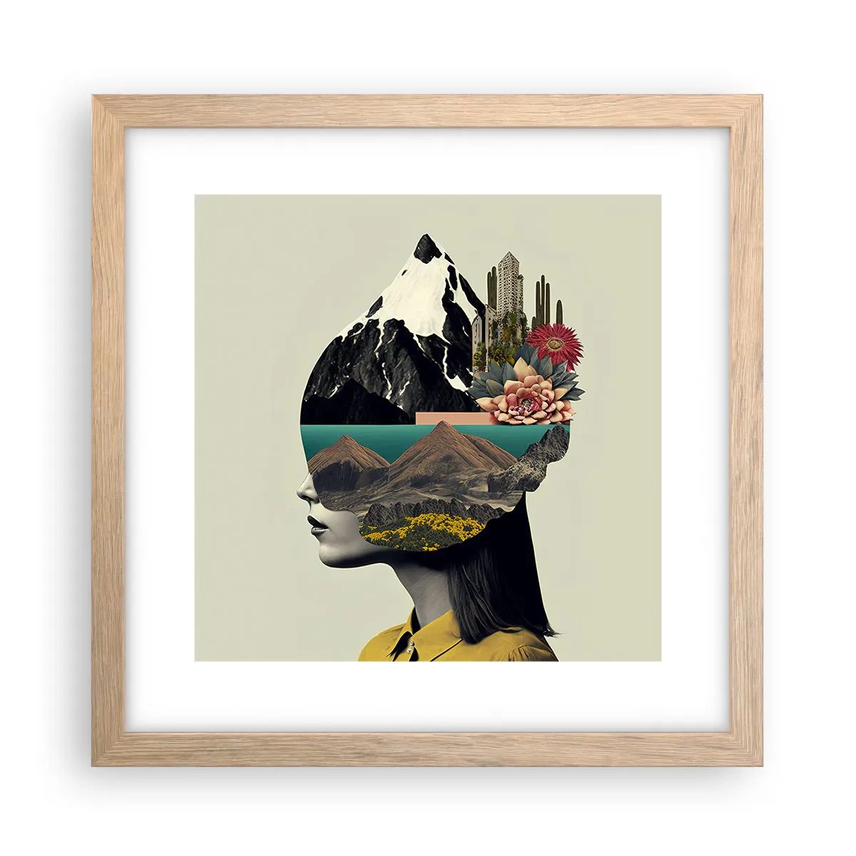 Plakat i ramme af lyst egetræ - Kvinden - altid et mysterium - 30x30 cm