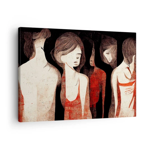 Lærredstryk - Billede på lærred - Kunstneriske figurer i en abstrakt komposition - 70x50cm - Mørkets madonnaer - Moderne vægdekoration til stue og soveværelse ARTTOR