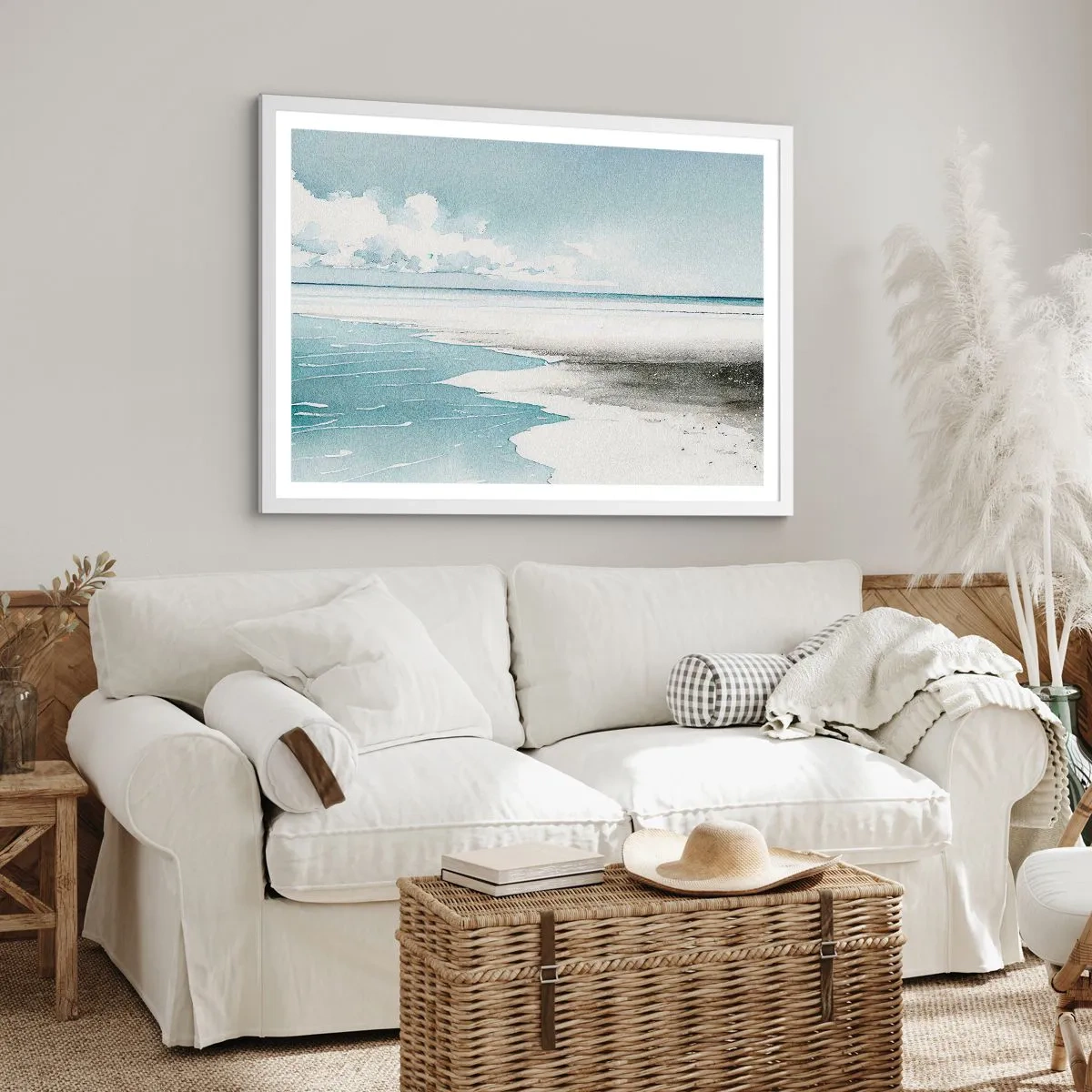 Plakat i hvid ramme - Blidt tidevand - 70x50 cm