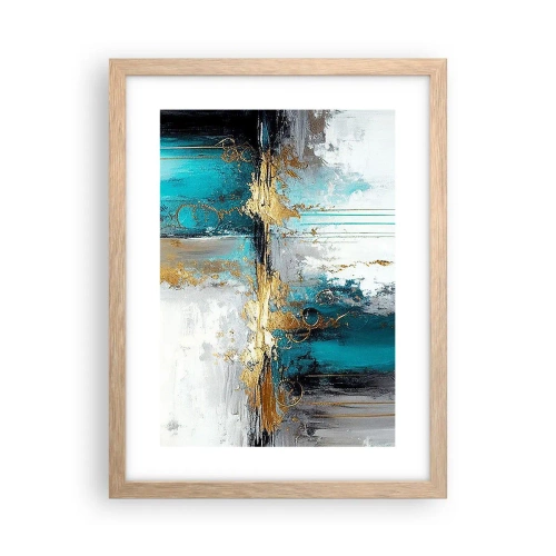 Plakat i ramme af lyst egetræ - Alting flyder - 30x40 cm