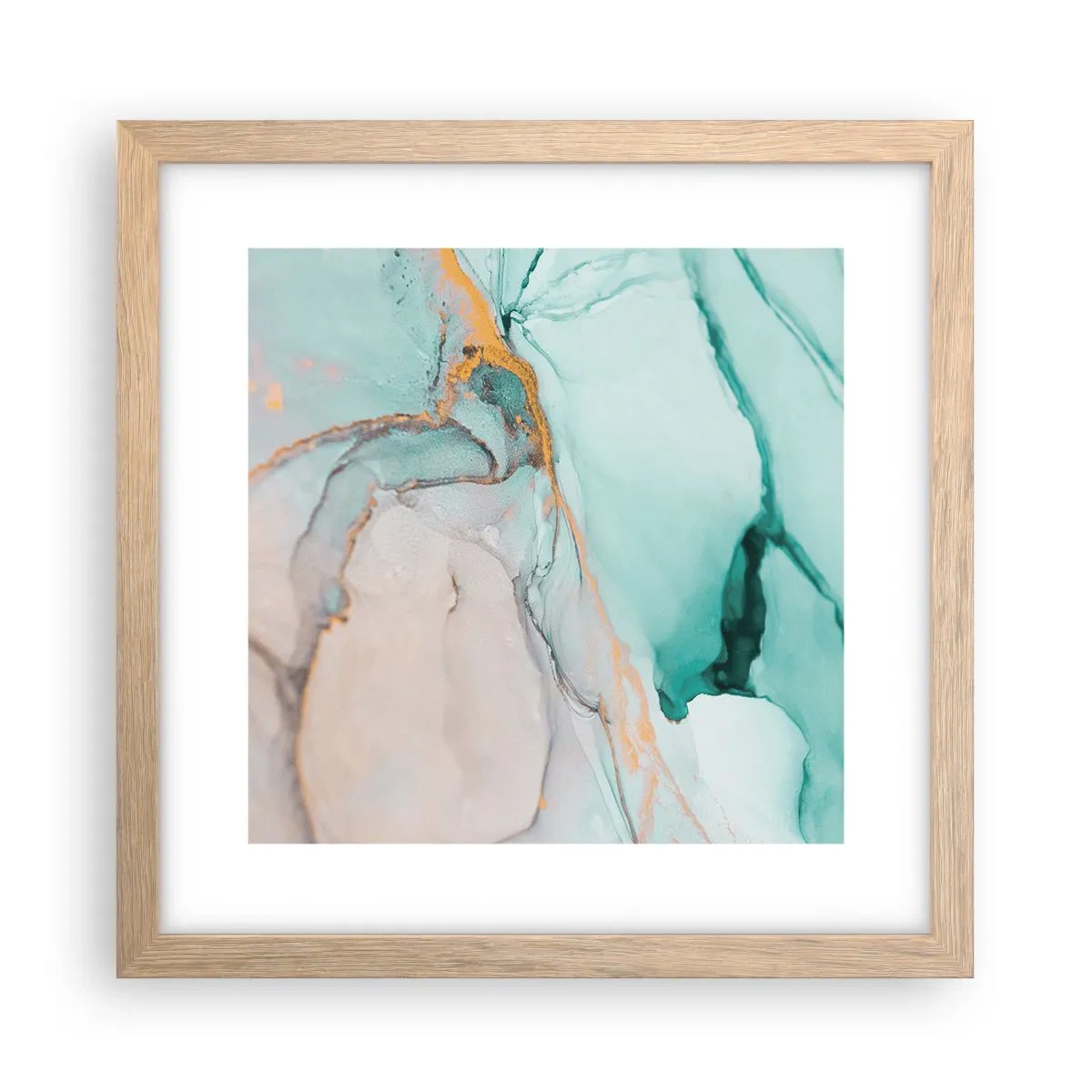 Plakat i ramme af lyst egetræ - Dans af former og farver - 30x30 cm