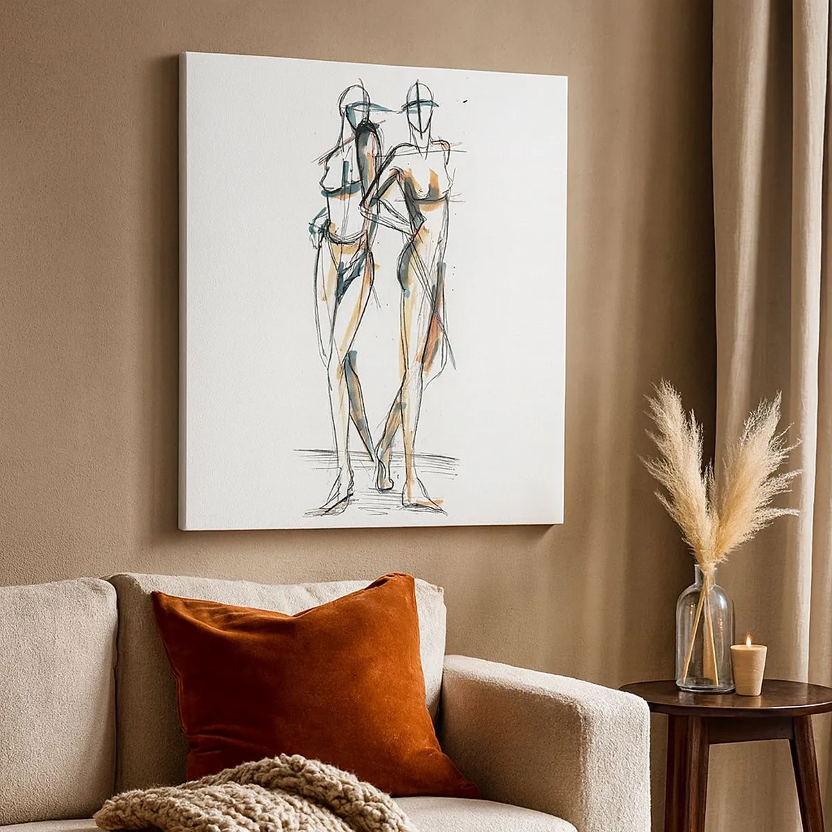 Lærredstryk - Billede på lærred - En undersøgelse af charme - 30x30 cm