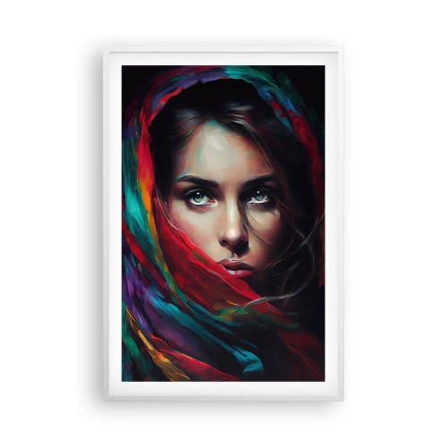 Plakat i hvid ramme - Mysterium med grønne øjne - 61x91 cm