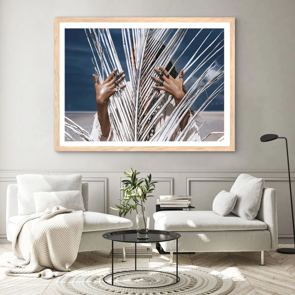 Plakat i ramme af lyst egetræ - Shamanens kæreste? - 50x40 cm