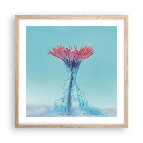 Plakat i ramme af lyst egetræ - I en nærende omfavnelse - 50x50 cm