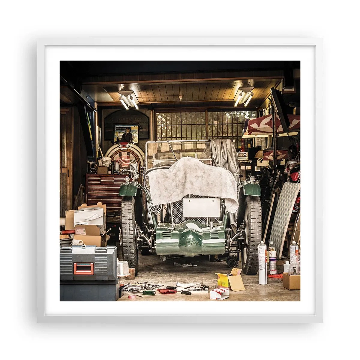Plakat i hvid ramme - Tilbage til fortiden - 60x60 cm