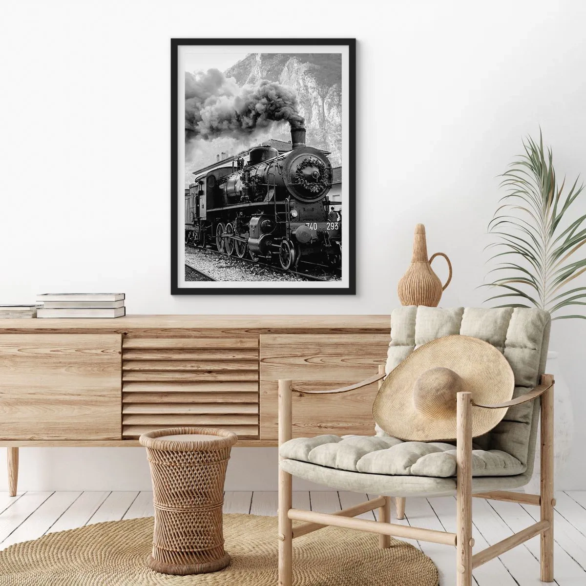 Plakat i sort ramme - Står på stationen... - 40x50 cm
