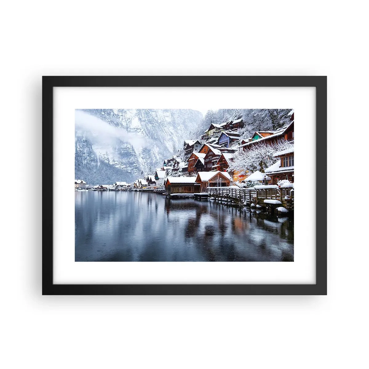 Plakat i sort ramme - I en vinterdekoration - 40x30 cm