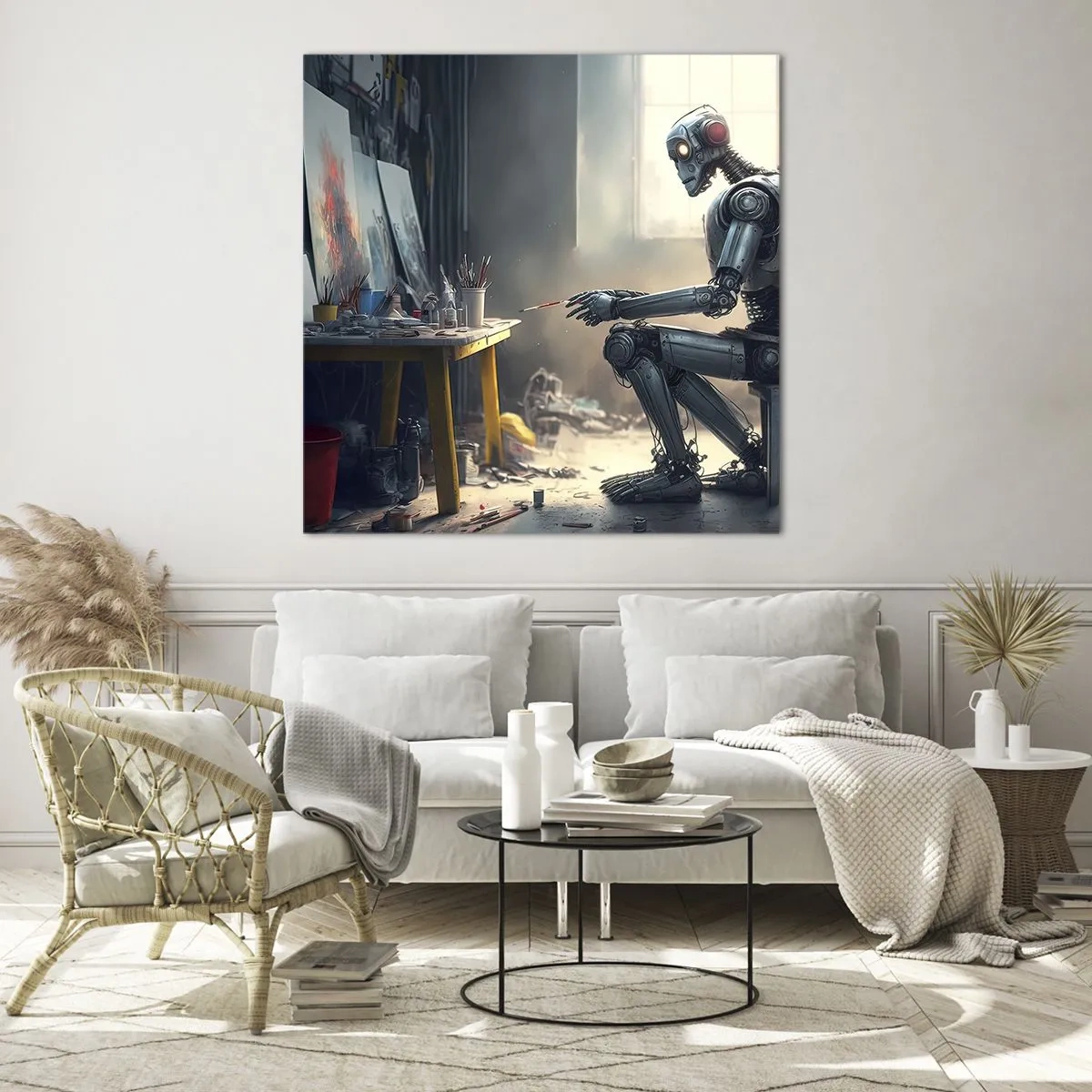 Billede på glas - Den skabende handling - 70x70 cm