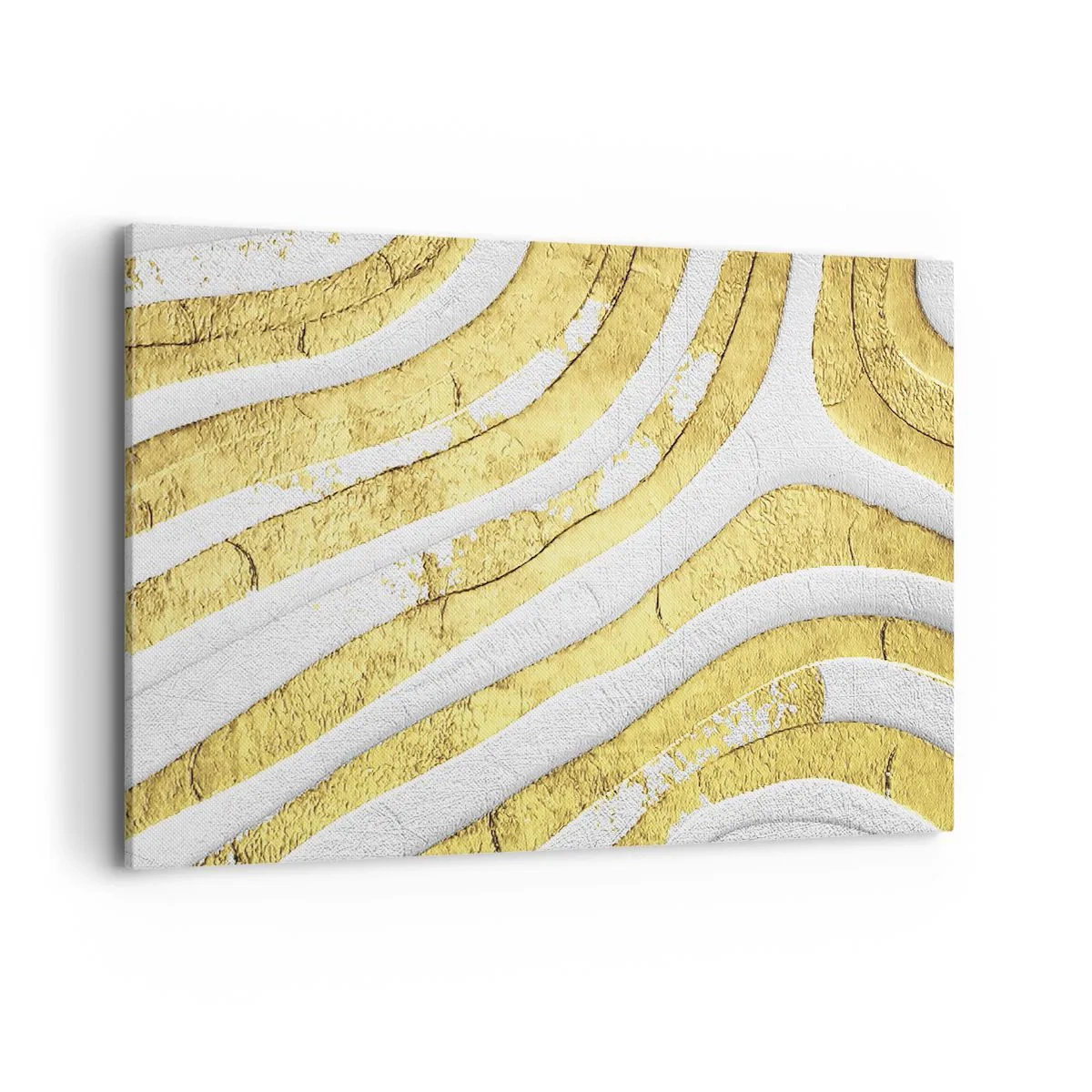 Lærredstryk - Billede på lærred - Sammensætning i hvidt og guld - 100x70 cm