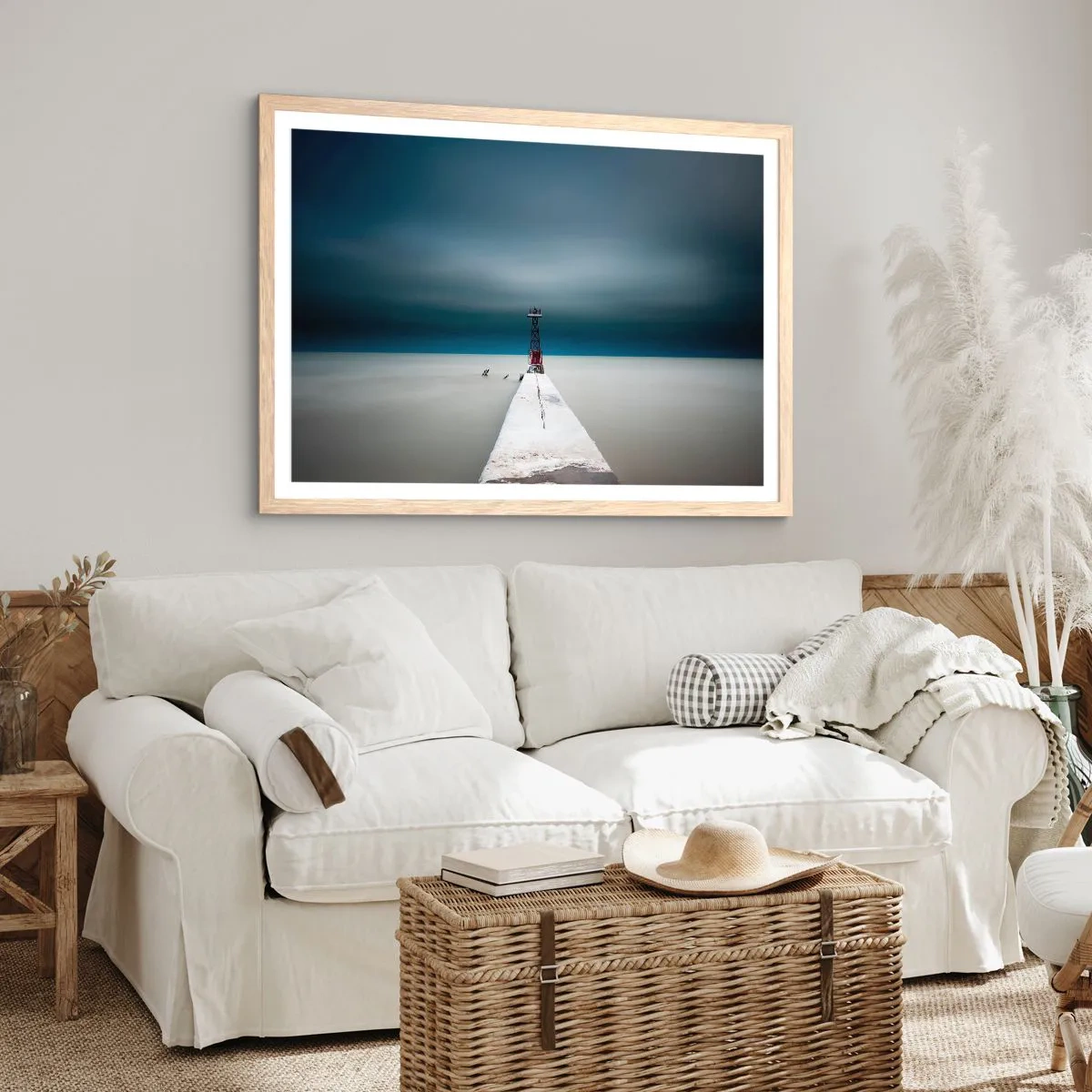 Plakat i ramme af lyst egetræ - At møde det uendelige - 100x70 cm