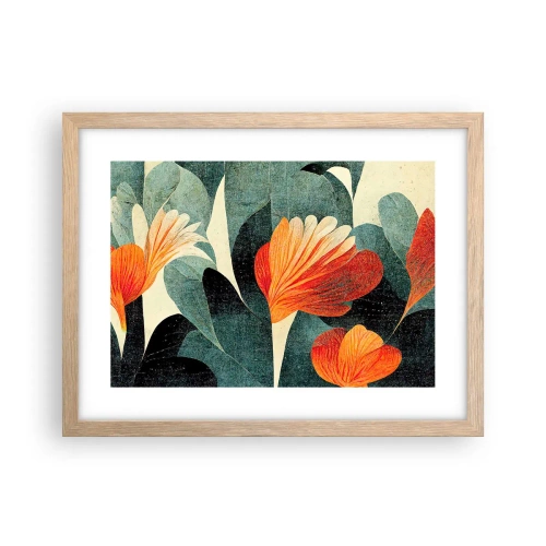 Plakat i ramme af lyst egetræ - Varmen fra troperne og køligheden fra det grønne - 40x30 cm