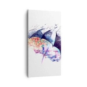 Lærredstryk - Billede på lærred - Gåtur i regnvejr - 55x100 cm